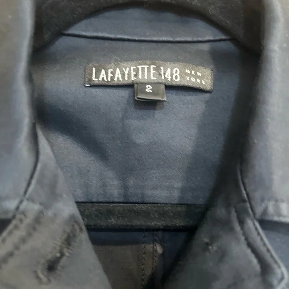 Lafayette 148 Black Short Button Up Jacket Collared Size 2 Cotton Career - Picture 3 of 9